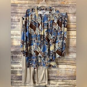 Vintage 90s Fashion Formulas Plus Size 1X Outfit Set Jacket Shorts‎ Pants Floral